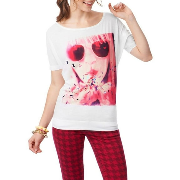 Aeropostale Womens Confetti Kiss Fashion Pullover Blouse, White, Juniors, X-Small