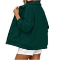 thumbnail image 4 of Full Zip Up Sweatshirt Women No Hood - Oversized Loose Casual Long Sleeve Collared Jacket 2026 Fall Winter Clothes, Green, M, 4 of 6