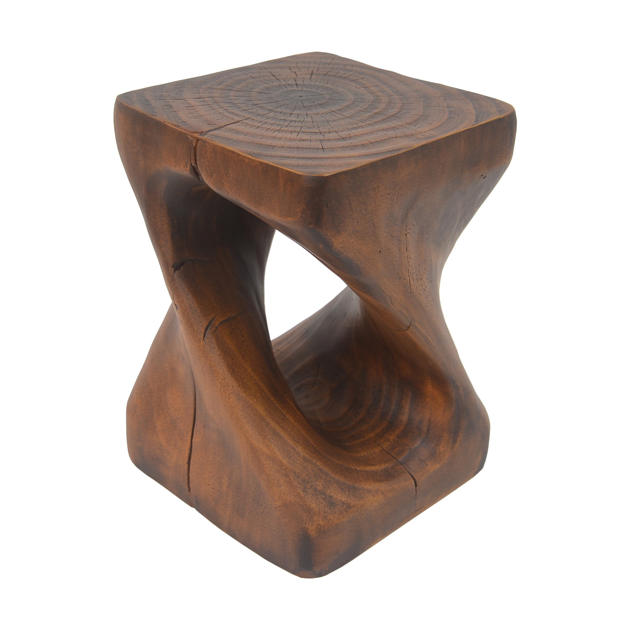 Christopher Knight Home 16" Natural Wood Twist Shape Design MGO Outdoor Side Table, Antique Brown
