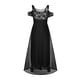 thumbnail image 1 of Qarigey Vestido largo de mujer estético fuera del hombro encaje transpirable elegante Swing Sundress Party Club Dance Date ropa cómoda Vestidos Negro XL Qarigey AP011134-14, 1 of 6