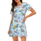 thumbnail image 1 of Balery Colorful Sea Turtle Camisón de manga corta con cuello redondo para mujer, cómodo y elegante., 1 of 6