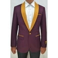 thumbnail image 1 of Tuxedo Jacket Mens Burgundy/Gold Collar Blazer Alberto Dinner-Jacket, 1 of 1