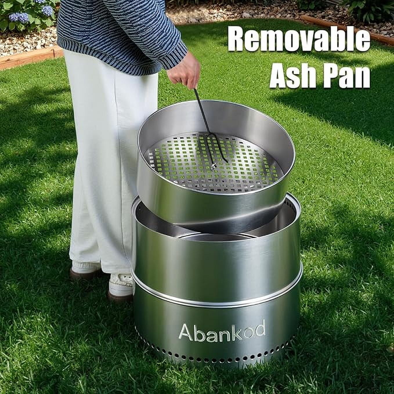 19.5" Smokeless Fire Pit with Removable Ash Pan & Carry Bag - Portable Outdoor Firepit for Backyard, Camping, Patio, Picnics & Bonfires - Effortless Cleanup & Convenient Travel