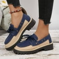 thumbnail image 2 of Chaussures de Course pour Femmes, Chaussures Décontractées Unies à Empiècements, à Lacets devant, Bout Rond, Plates, Semelle Épaisse, Toutes Saisons, Mocassins pour Femmes, 2 of 9