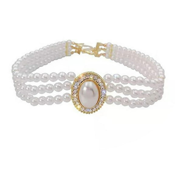 Stebcece Fashionable Simulated Pearls Choker Necklace Chic Street Style Collar Chains
