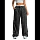 thumbnail image 2 of Pantalones Anchos y Holgados para Mujer, Estilo Palazzo Harén, Informales, A Rayas, con Cintura Elástica y Bolsillos Negro L, 2 of 7