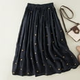 thumbnail image 5 of Women Half Length Pleated Skirt Cotton Linen Retro Elastic Waist, 5 of 5