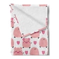 thumbnail image 2 of Cartoon Soft Flannel Fleece Throw Blanket, Animals Theme Pattern of Childish Pigs Along Heart Shapes on Plain Background, Cozy Plush for Indoor and Outdoor Use, 50" x 60", Multicolor, by Ambesonne, 2 of 5