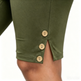 thumbnail image 5 of Yeaiivve Plus Size Shorts for Women Comfy High Waistd Knee Length Yoga Shorts Trendy Side Spilt Button Biker Shorts Womens Athletic Shorts Solid Color Stretchy Short Pants Streetwear Army Green XXL, 5 of 10