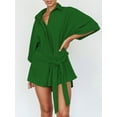 thumbnail image 5 of Liacowi Women Shorts Jumpsuit Solid Color Buttons Baggy 3/4 Sleeve Playsuit Summer Cual Rompers Clubwear Streetwear, 5 of 7