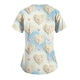 thumbnail image 3 of Cute Scrub Tops Stretchy Short Sleeve V Neck Cartoon Print Pattern Nursing Working Uniform Caregiver Top 2025 Sky Blue XXL, 3 of 4