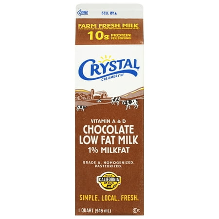 Crystal Creamery Fresh 1% Low-Fat Chocolate Milk, Paper, Carton, Quart 32 fl oz