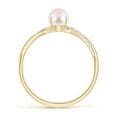 thumbnail image 2 of ANGARA Japanese Akoya Cultured Pearl Twist Shank Ring with Diamonds in 14K Yellow Gold for Women | June Birthstone, Birthday, Anniversary, Jewelry Gift for Women | Pearl Ring, 2 of 9