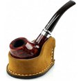 thumbnail image 1 of (Marrón) (excluyendo pipas) Pipa de tabaco hecha a mano Soporte de soporte para pipa de tabaco de cuero genuino Compatible con la mayoría de las pipas, 1 of 5