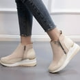 thumbnail image 3 of Oyedens Platform Wedge Ankle Boots for Women Fashion High Heels Walking Short Ankle Booties, 3 of 6