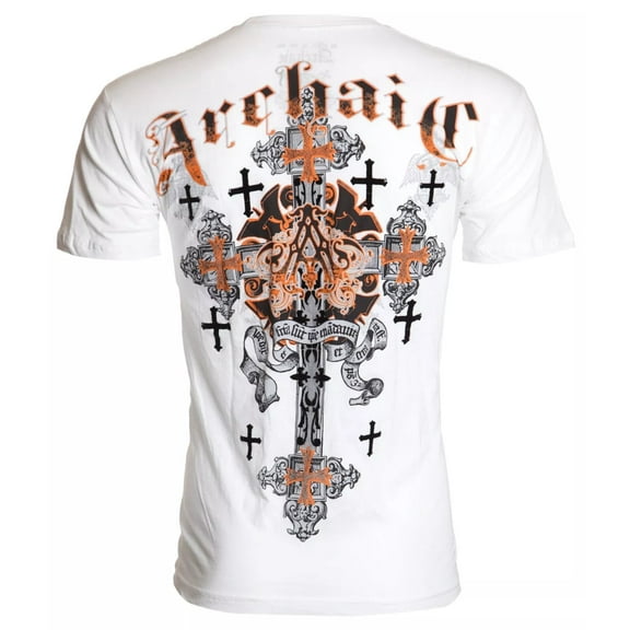 ARCHAIC by AFFLICTION White GODFREY Cross Short Sleeve Slim Fit Y2K T-shirt NWT