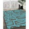 thumbnail image 3 of Ahgly Company Machine Washable Indoor Square Transitional Bright Turquoise Blue Area Rugs, 3' Square, 3 of 7