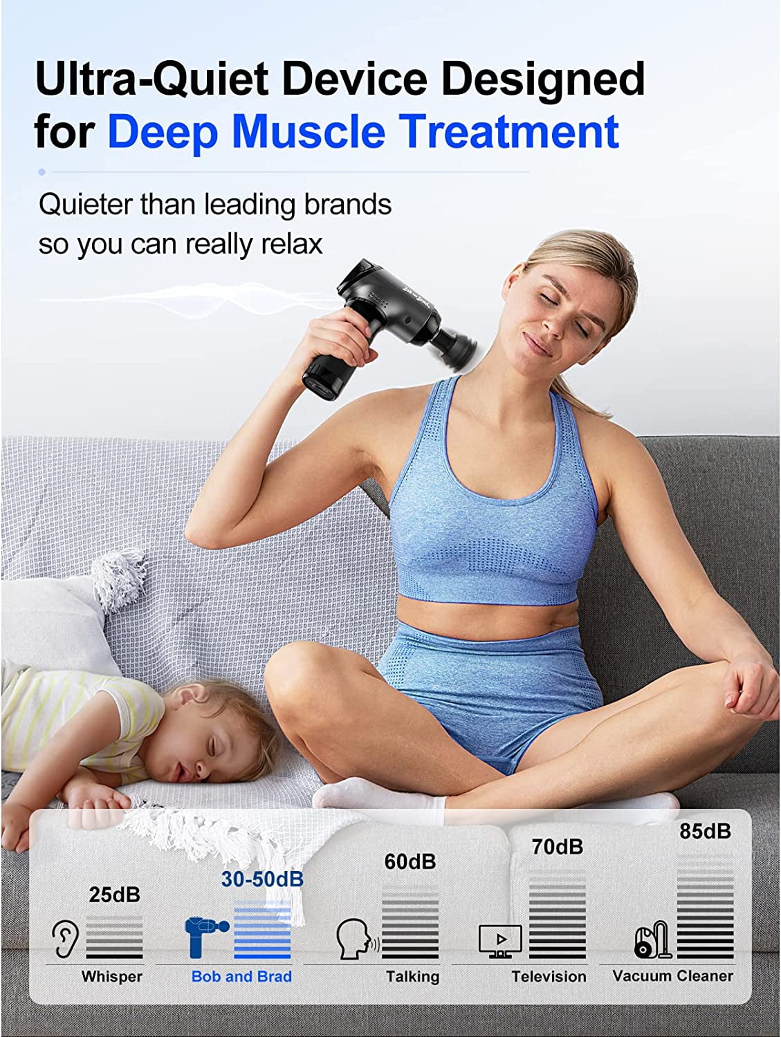 Bob and Brad T2 Massage Gun, Deep Tissue Percussion Muscle Massager for Back Neck, Upgraded 4000 mah Battery, Handheld Electric Back Massager for Athletes Pain Relief, FSA and HSA Eligible