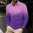 thumbnail image 2 of ZCFZJW Athletic Golf Shirts for Men Casual Tid Dye Gradient Color Print Long Sleeve 1/4 Zip up Pullover Sweatshirts Loose Regular Fit Comfy Workout T-Shirts Tops with Pocket Purple S, 2 of 5