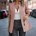 thumbnail image 2 of felwors Women’s Open Front Herringbone Blazer-Business Casual Long Sleeve Work Jacket with Full Lining and Padded Shoulders Pink, XXL, 2 of 6