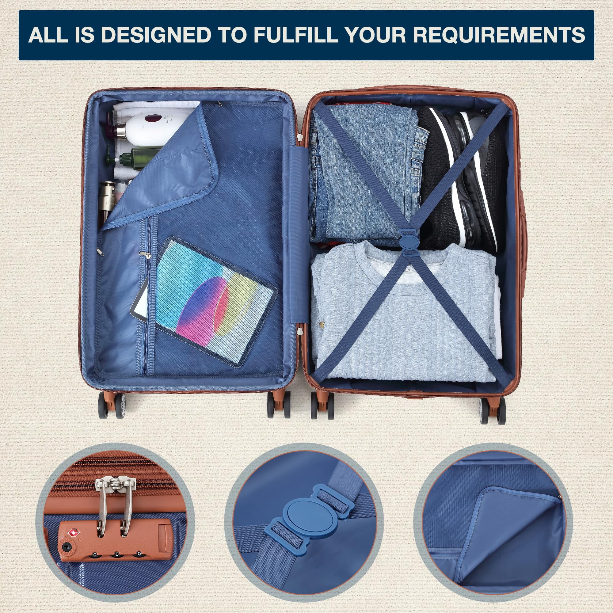 24" Expandable Hard Shell Carry On Luggage with No Noise Spinner Wheels, 77L ABS Hardside Carry On Suitcase with TSA Lock, Lightweight Hardshell Suitcase with Adjusts in 3 Stages for Trips, Vacations