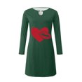 thumbnail image 3 of Qertyioot Cadeau de la Saint-Valentin! Imprimé Saint-Valentin pour Femmes Mode Décontractée Robe Pull à Manches Longues Col Rond, 3 of 4