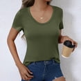 thumbnail image 6 of tarylea Womens Tops Short Sleeve Shirts Scoop Neck T Shirts Stretchy Slim Fitted Basic Tees, 6 of 8