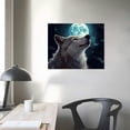 thumbnail image 3 of Nawypu   Wolf with Starry Sky Canvas Wall Art Black and White Wildlife Wolves and Full Moon Picture Prints Modern Wild Animal Artwork for Bedroom Wall Decoration Each, 3 of 4