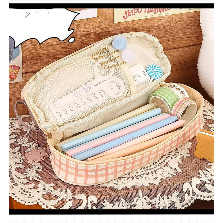 QHJXGZZL Bear Pencil Case Brown Pencil Case Kawaii Stationary, Clear Pencil Pouch School Pencil Box Cosmetic Pouch Cute Pencil Cases for Gift