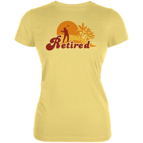 Retired Golf Golfer Sunset Juniors Soft T Shirt Yellow SM