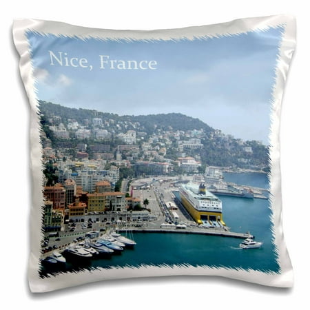 3dRose Harbor in Nice South France - French Riviera - Mediterranean coastal town city. Boats. world travel - Pillow Case, 16 by