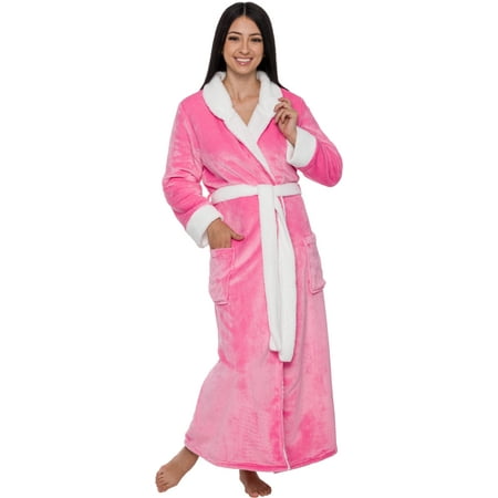 

Silver Lilly Womens Luxury Fleece Robe - Fully Lined Plush Sherpa Bathrobe (Pink Large-X-Large)