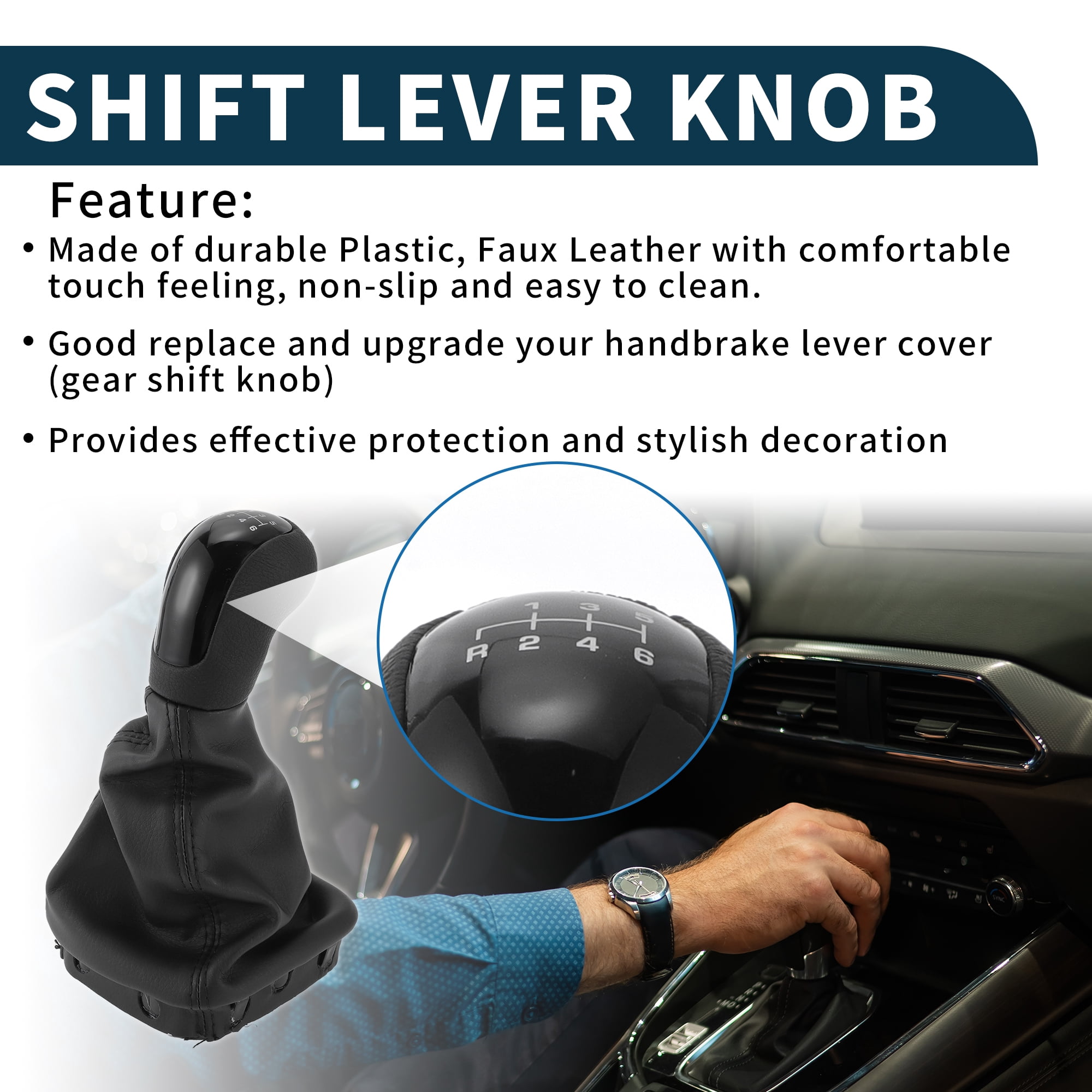 Unique Bargains Gear Shift Knob with Cover 6 Speed Manual Stick Shifter Knob for Mercedes-Benz A-Class 1997-2004 Plastic