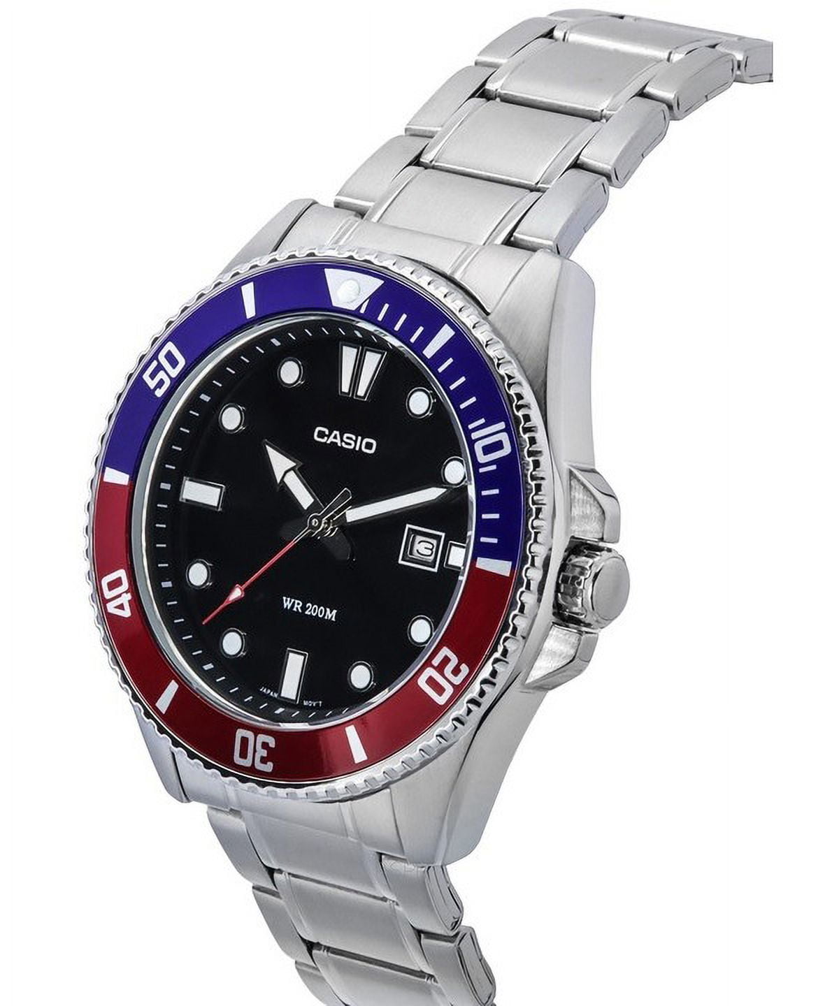 Casio Men’s Stainless Steel and ‘Pepsi’ Bezel Dive Watch - MDV-107D-1A3VDF