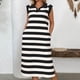 thumbnail image 2 of Vestido de Verano para las Mujeres, Bolsillo sin Mangas Cuello Turndown Vestido de la Mitad de la Ternera, Moda Poliéster Casual, 2 of 9
