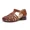 Brown, variant on Women's Leather Retro Woven Cage Sandals, Hollow Out Closed Toe Low Heel Roman Summer Shoes