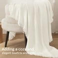 thumbnail image 6 of Exclusivo Mezcla Knitted Throw Blanket with Fringes for Couch, Soft and Warm Textured Throw for All Season, Lightweight Breathable Room Decor, Ivory, 50”x60”, 6 of 8