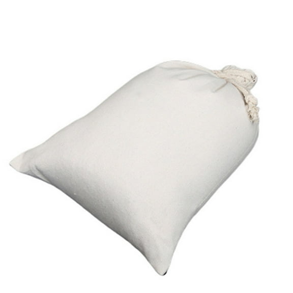 Raindrops  4 Pcs Grocery Muslin Flour Rice Bags Drawstring Pouches Beige