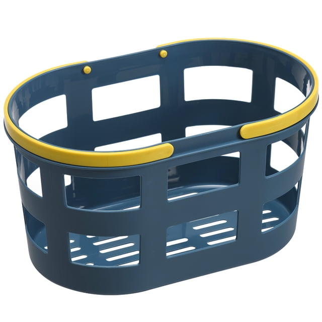 Cesta De Ducha Azul Amarillo Plástico Ahuecado Con Asas Plegables Cesta De Almacenamiento Organizador Para Baño Cocina Escuela Dormitorio Eigraketly HA014237-00