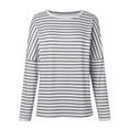 thumbnail image 4 of Striped Long Sleeve Shirt Women, Yigetop Women's New Round Neck Long Sleeved Loose T Shirts Female Comfortable Commute Fashion Long Sleeved Lady T Shirt Striped Shirt Women Grey L, 4 of 5