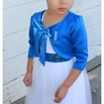 thumbnail image 3 of Ekidsbridal 3/4 Sleeves Satin Royal Blue Flower Girl Shrug Dress Cover Up Bolero Girls Jacket Princess Cape 8, 3 of 4
