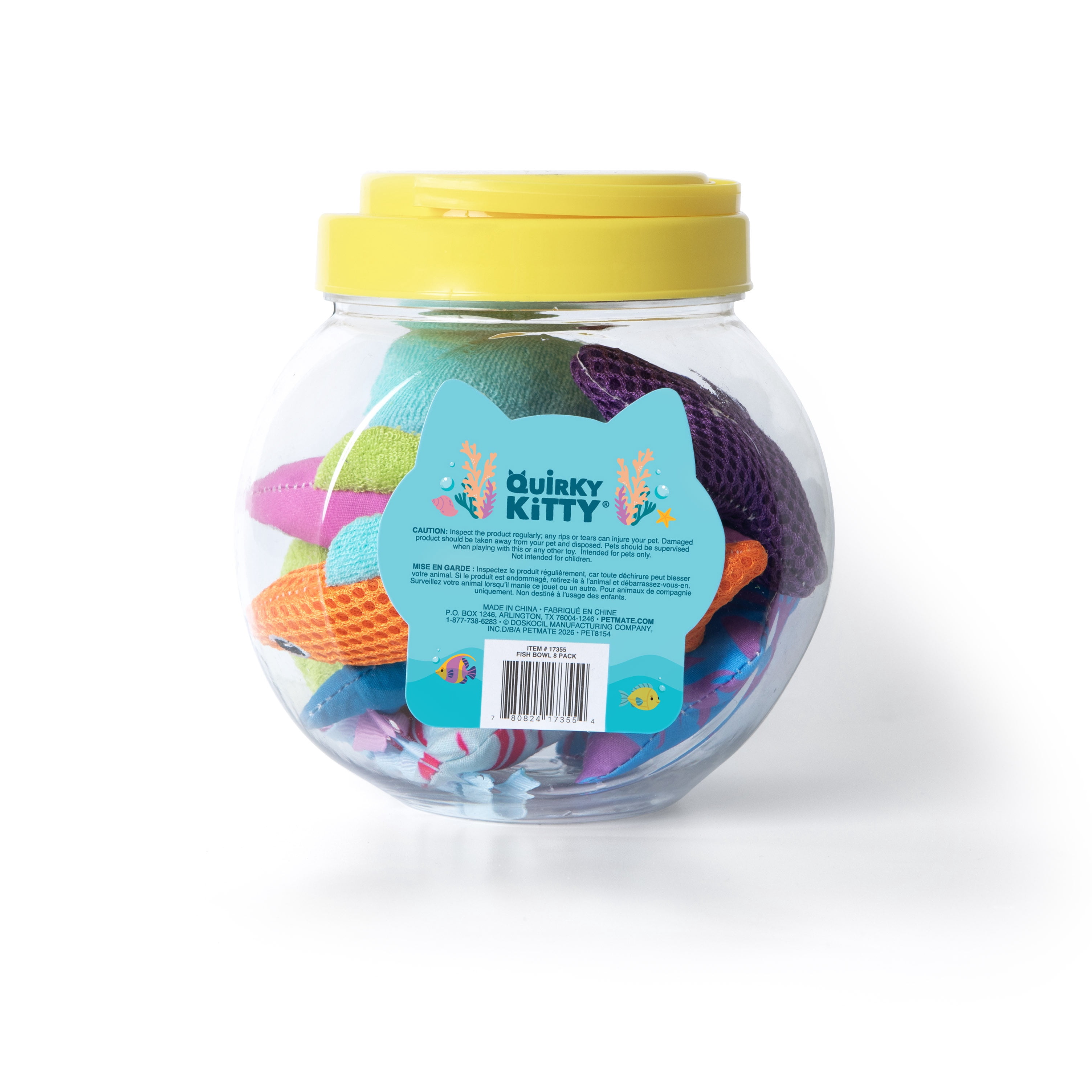 Quirky Kitty Ocean Cool Fish Bowl Bat and Chase Catnip Cat Toy, Pack of 8
