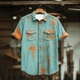 thumbnail image 2 of Ashirexll Mens Shirts Casual, Mens Button up Shirts Short Sleeve, Fashion and Vintage Printed Casual Turndown Collar Shirts with Pockets Plus Size Summer Button Shirts, 2 of 5