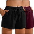 thumbnail image 1 of Plebaso 2 Pack Womens Sweat Shorts Casual Drawstring Running High Waisted Athletic Shorts with Pockets, 1 of 6