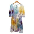 thumbnail image 6 of Abstract Xray Flowers Collection Yellow Purple Blue Sweetheart Knot Flared Dress Fashion Design Large Size Loose Dress Spring Summer Women Dress, 6 of 9