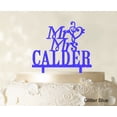 thumbnail image 1 of Mr & Mrs Wedding Cake Topper Personalized Glitter Blue Cake Topper Color Option Available 5-7 Inches Wide, 1 of 1