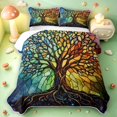 thumbnail image 2 of Homewish Bohemian Nature Tree Bed Spread Queen,Colorful Boho Glass Queen Coverlet Set,Navy Yellow,Black Reversible,3-Piece, 2 of 7