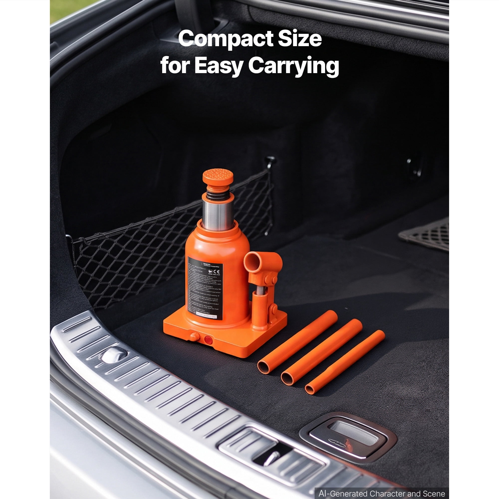 KFFKFF Hydraulic Bottle Jack 12 Ton (26455.5 lbs) with 5.98"-10.71" Lifting Range, Suitable for Heavy-Duty Vehicles, Medium Trucks, Durable Welded Design with 3-Section Long Handle, Orange