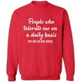 thumbnail image 2 of OXI Crewneck Sweatshirt - People Tolerate Me, Basic Casual Sweatshirts for Men's and Women Fleece Sweatshirt Long Sleeve - Red Large, 2 of 2