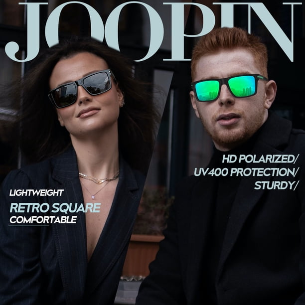 Joopin Womens Mens Retro Square Sunglasses, Lightweight TR90  display picture 3